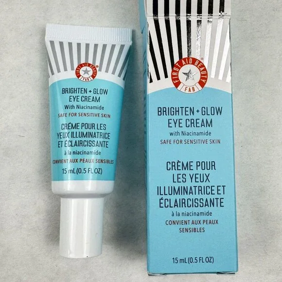 First Aid Beauty Brighten + Glow Eye Cream Niacinamide 15mL Sensitive Skin NEW - Picture 2 of 8